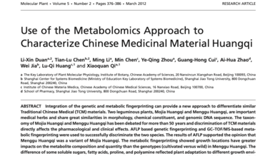 Use of the Metabolomics Approach to Characterize Chinese Medicinal Material Huangqi