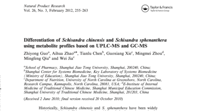 Differentiation of Schisandra chinensis and Schisandra sphenanthera using metabolite profiles based on UPLC-MS and GC-MS